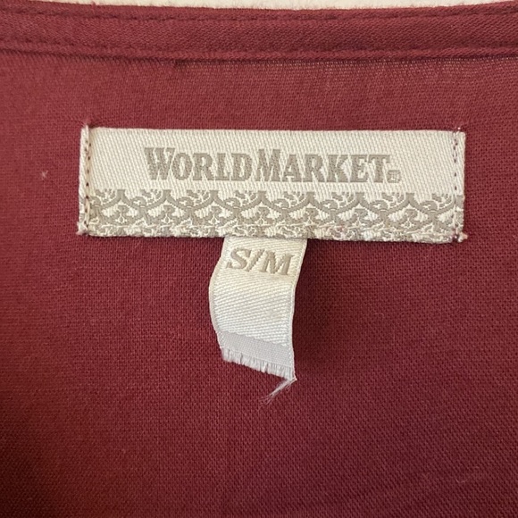 World Market Tiered Eyelet Dress Burgundy M #342 - Picture 10 of 13
